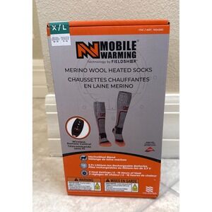 New Mobile Warming Gray Merino Wool Heated Socks XL Wireless Remote M10-13 W11-1